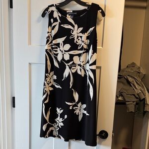 American Living Black and Cream Floral Midi Dress